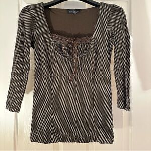 INC International Concepts 
Brown and White Polka Dot Blouse